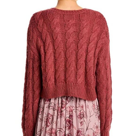 Steve Madden Ceronne Cable Knit Crewneck Sweater - NWT Small Rust - Picture 6 of 6